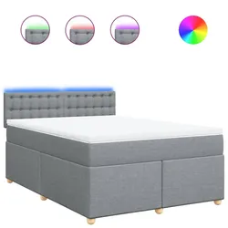 vidaXL Boxspringbett mit Matratze Hellgrau 140x200 cm Stoff