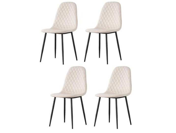 Casa Vital Esszimmerstuhl MAJERO, 4er-Set, 44x40x90 cm, gepolstert, rautenförmige Ziernähte, Schwarze Metallbeine, pulverbeschichtet, 120 kg. maximale Gewichtsbelastung, (Beige)
