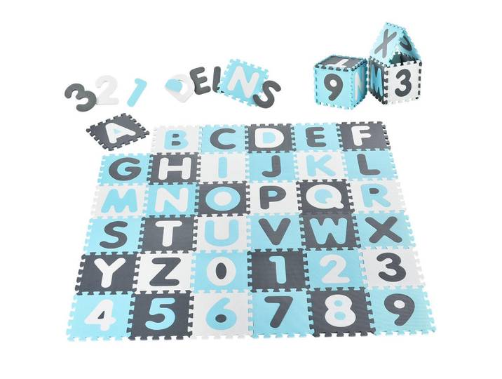 Juskys Kinder Puzzlematte Noah (36 Teile), Blau, Kunststoff, 189x1x189 cm, unisex, Spielzeug, Puzzle