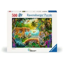 Ravensburger Puzzle Erwachsenenpuzzle 500 Teile - Tigerfamilie in der Oase