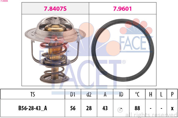 Facet Thermostat, Kühlmittel 7.8408 Für Mitsubishi Proton