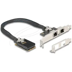Delock Mini PCIe I/O PCIe full size 2 x RJ45 Gigabit LAN (Mini PCI Express), Netzwerkkarte, Schwarz