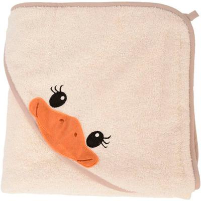 Kapuzenhandtuch WEWO FASHION "8035", beige (ecru), B:100cm L:100cm, Frottier, Baumwolle, Handtücher, Stickerei