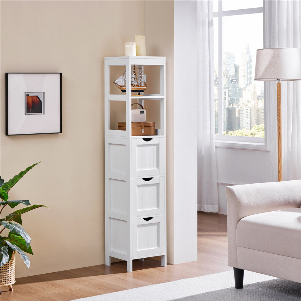 Lark Manor 30 x 142 cm Brack Bathroom Cabinet White 142cm H X 30cm W X 30cm D