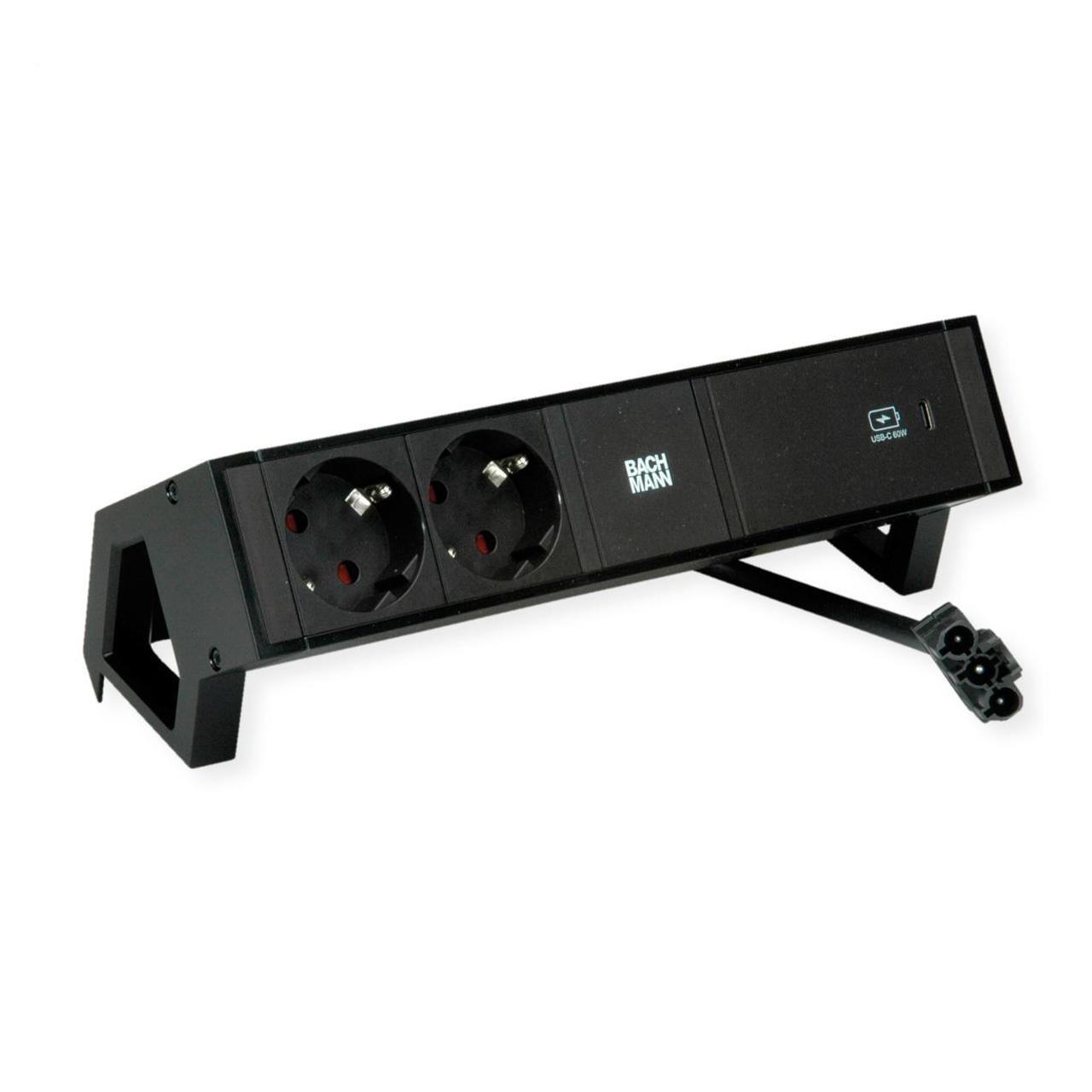 Bachmann Steckdoseneinheit "DESK 2", 2-fach, schwarz (2x, CEE 7/3) (902.964)