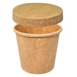CROKUS Kraft-Saucenbecher mit PE-Beschichtung ø 4,4 cm - 35 ml + Deckel (500 Stück)