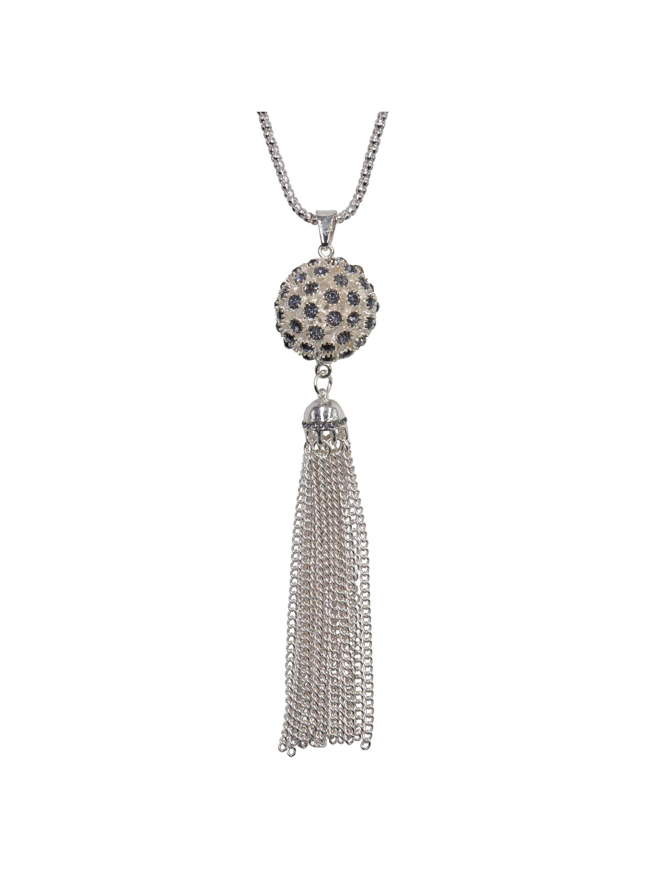 Steuer Modeschmuck Anhänger mit Kette Metall glanz Glasstein lila