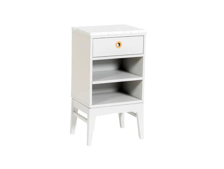 Mavis Höllviken table de chevet Gris clair, plateau marbre blanc, 1 tiroir