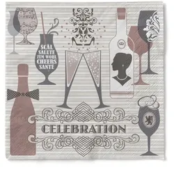 Sovie HOME Serviette Celebration in Grau-Altrosa aus Tissue 33 x 33 cm, 20 Stück