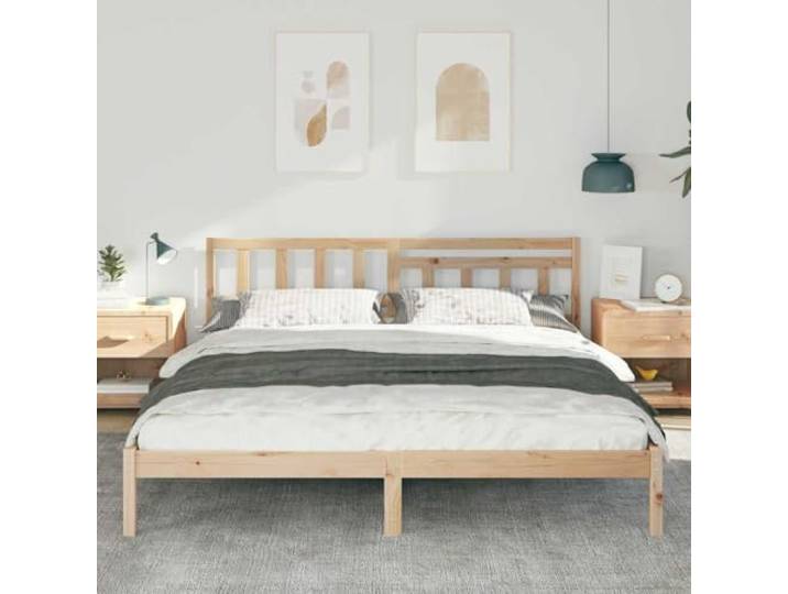 KTHLBRH Bettgestell Kiefer massiv braun 200 x 200 cm Lattenrost, minimalistisches Design, einfache Montage, Traglast 200 kg