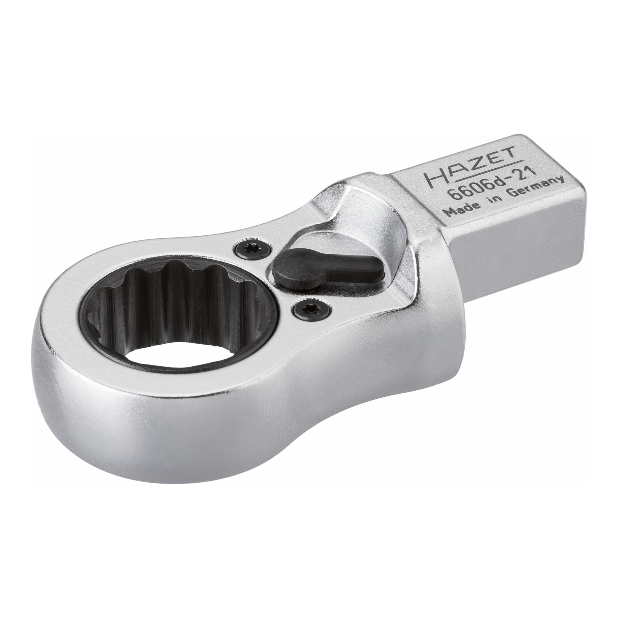 HAZET Einsteck-Ratschen-Ringschlüssel 6606D-21 Einsteck-Vierkant 14 x 18 mm Außen-Doppel-Sechskant Profil 21)