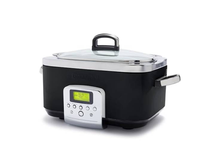 GreenPan Elite 8-in-1 Programmierbarer 6L Slow Cooker Multikocher, Spülmaschinenfester Deckel & Topf, PFAS-freie Gesunde Keramische Antihaftbeschichtung zum Braten,Schmoren,mit Dampfgareinsatz,Schwarz