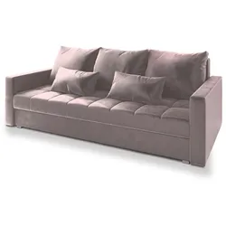 BETTSOFA SIRO Rosa Plüsch-Stoff mit Schlaffunktion
