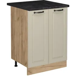 Vicco, Regal, Küchenunterschrank R-Line, Sand Landhaus/Goldkraft Eiche, 60 cm Arbeitsplatte Anthrazit