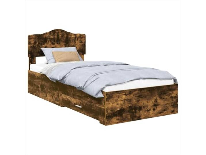 HMDNGOUT Bettrahmen Geräucherte Eiche 100 x 200 cm Holzwerkstoff mit Kopfteil und Schubladen