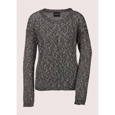 Longpullover MADELEINE "Pullover Pullover mit Metallic-Effekt", Damen, Gr. 48, weiß (wollweiß), Obermaterial: 40% Polyester PES. 35% Baumwolle CO. 25% Viskose CV., Modern, normal, Pullover Longpullover