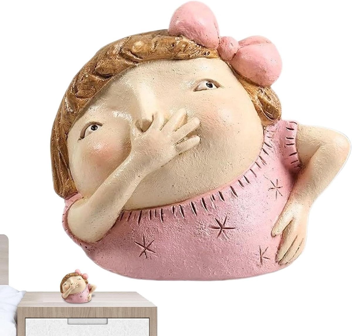 Grappig Hars Bad Beeldje van een Meisje dat haar Neus Vasthoudt voor Badkamer Decoratie