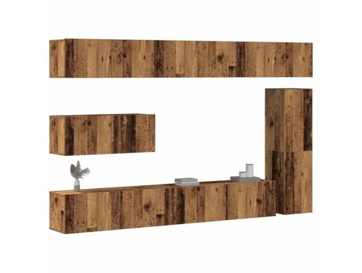 GKMBCVDFR 7-TLG. TV-Schrank-Set Wandmontage Altholz-Optik Holzwerkstoff Wandmontage, Holzwerkstoff, Altholz-Optik, 7-teilig, Wohnzimmer, Stauraum, robust