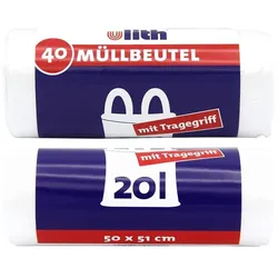 Müllbeutel 20l transparent mit Tragegriff Abfallsack Abfalltüten Müllsack 40
