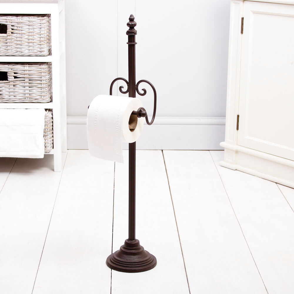 ClassicLiving Frida Free Standing Toilet Paper Holder Brown 70cm H X 11cm W X 11cm D