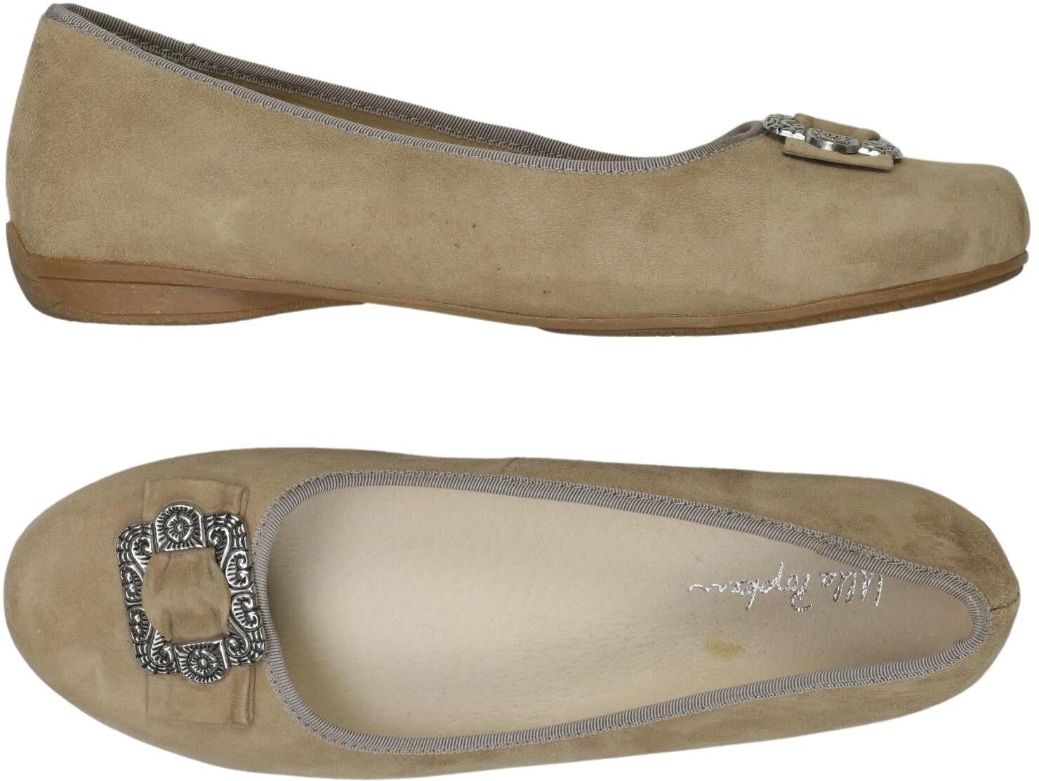 Ulla Popken Damen Ballerina, Beige, Gr. EU 41, Leder - Second Hand