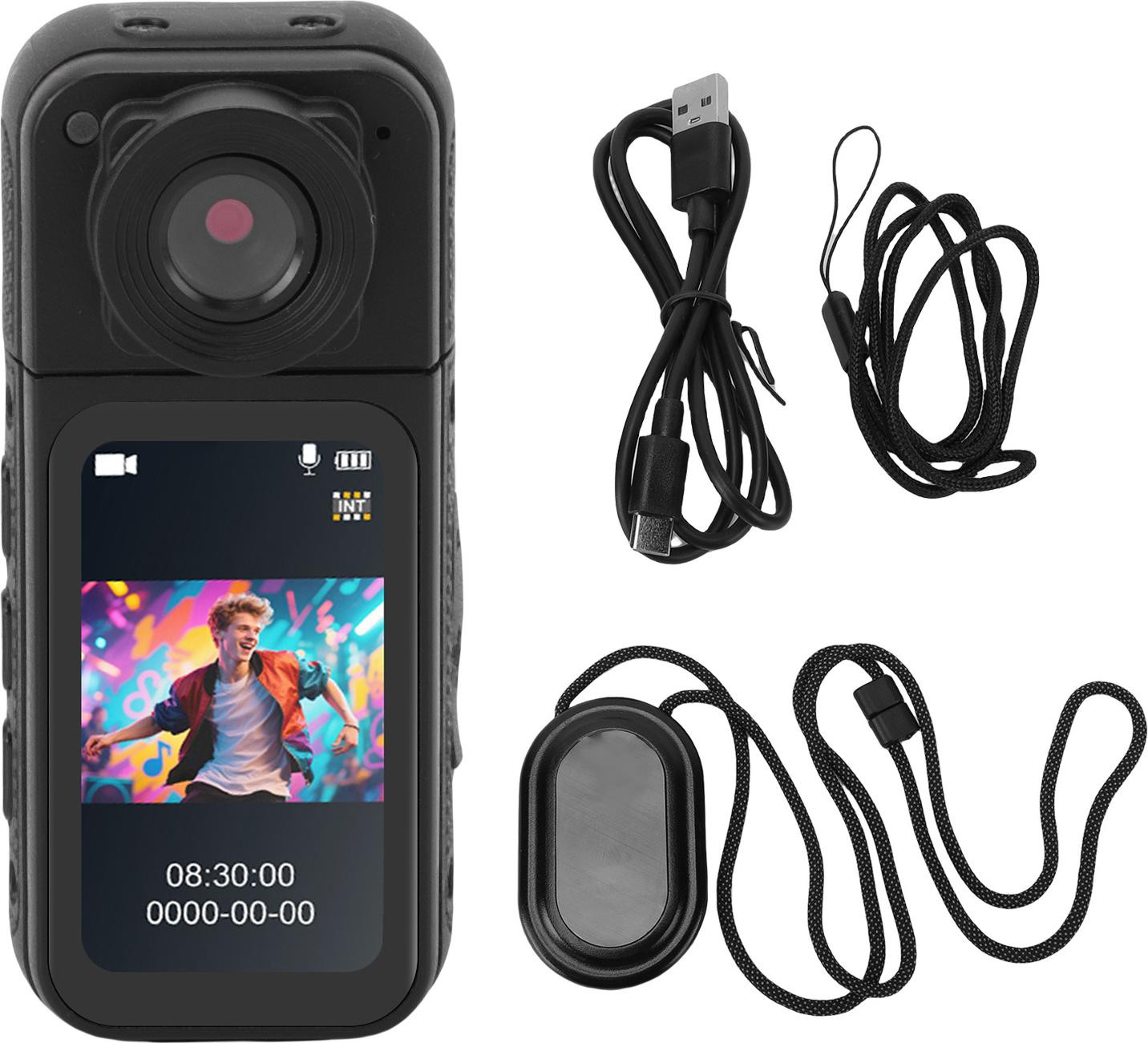 Gistuch Mini-actiecamera 1080P, Magnetisch en Draaibaar, Zwart