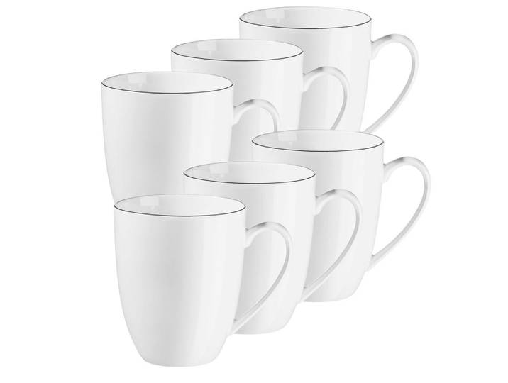 Mäser Tassenset Felise, Weiß, Keramik, 6-teilig, 225 ml, 7 cm, Geschirr, Tassen, Tassen Sets