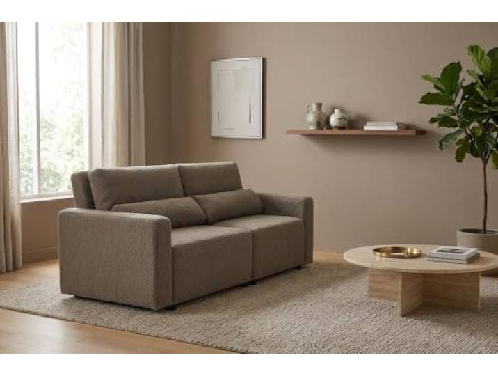2-Sitzer-Sofa, ausziehbar, mit Stauraum, graphitfarben, Velours, Komo Family Möbel
