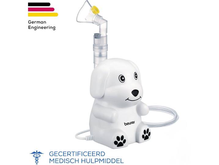 Beurer IH 24 Kids Aerosoltoestel kinderen - Vernevelaar - Inhalator voor Baby’s & Kinderen - Hond Dr. Dog - Persluchttechnologie - Incl. Siliconenmaskers & Accessoire-set - Medisch Apparaat - 5 Jaar Garantie