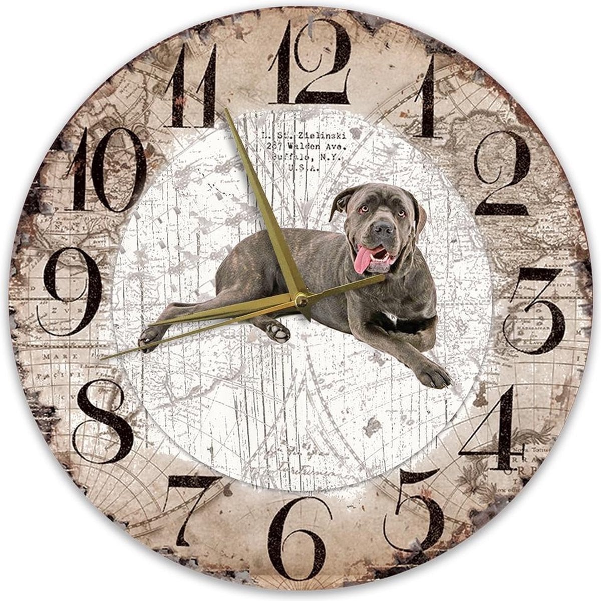 Houten Analoge Klok met Cane Corso Hond Design - Diameter: 30 cm