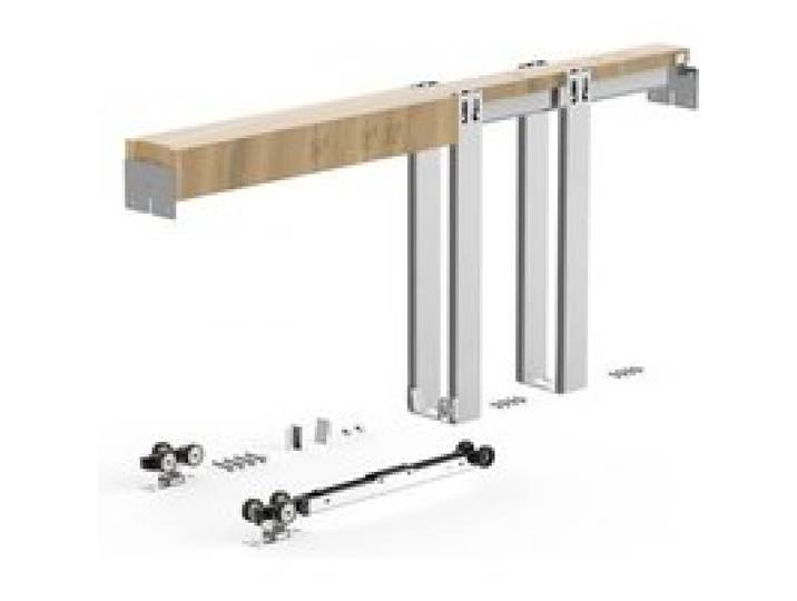 VEVOR Taschentürrahmen-Set 812,8 mm Schiebetürbeschläge mit Stahlbolzen, für Haustüren, Zwei-Wege-Soft-Close-Mechanismus, Leichtgängiges Gleiten, Platzsparend, Verdeckte Montage, Verstellbare Breite