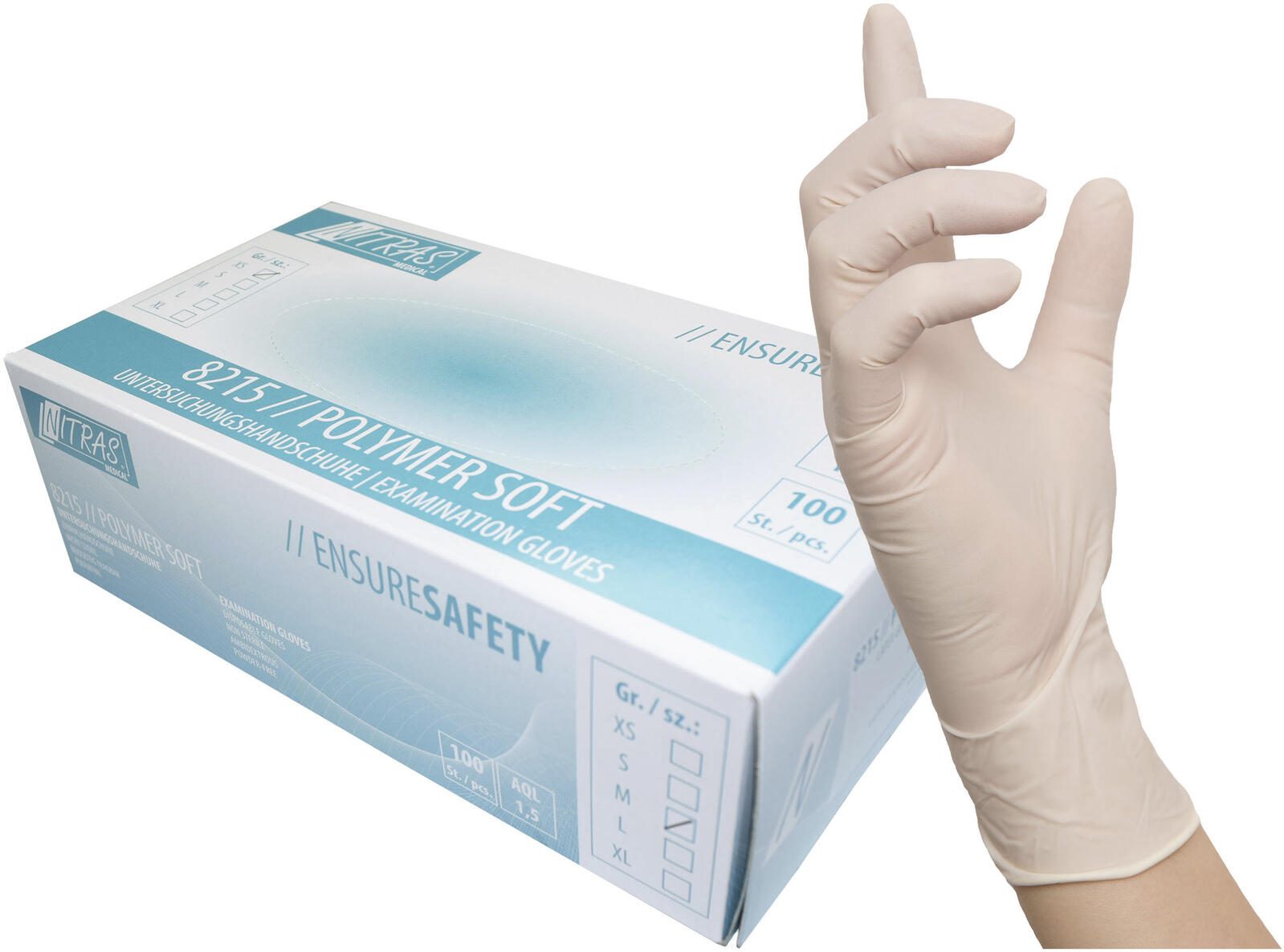 NITRAS® Einmalhandschuhe POLYMER SOFT M weiß 8215