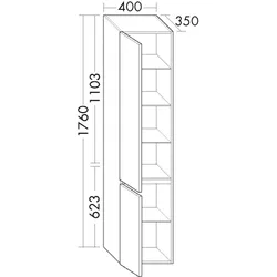 Burgbad Hochschrank Accura PG1 1760x400x350 Trend-/RAL-Farbe Matt, HSRJ040LF6045 HSRJ040LF6045