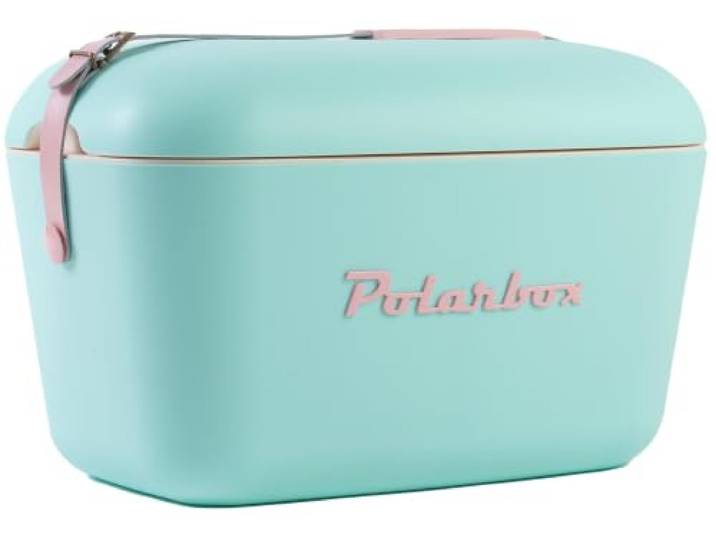 Vintage-Kühlbox, 20 l, Türkis Pop – Logo Rosa POLARBOX