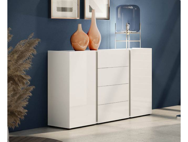 Sideboard HOME AFFAIRE Atrium , weiss (weiß hgl, weiß hgl, anthrazit matt), B:140cm H:92cm T:40cm, Holzwerkstoff, Sideboards, Sideboard