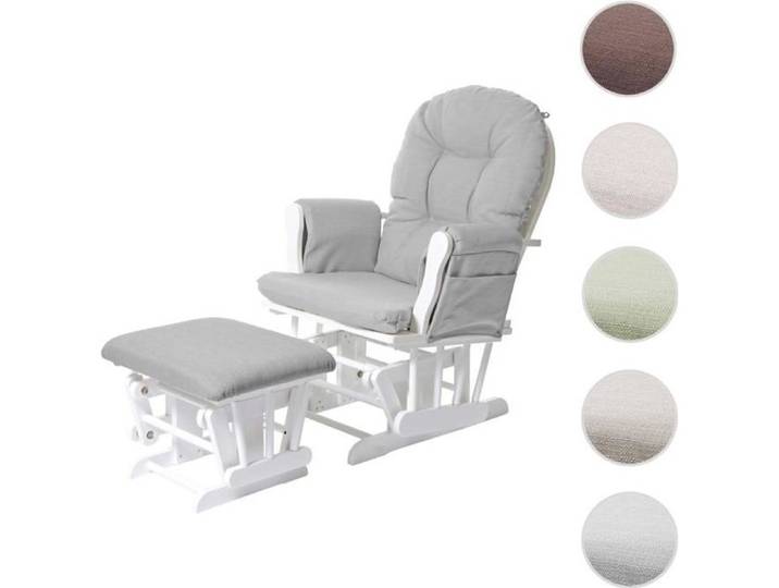 Fauteuil relax HWC-C76 fauteuil à bascule rocking-chair tissu ~ gris clair monture blanche