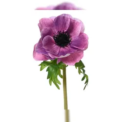 Decoris Künstliche Anemone mit Stiel 13x50cm Kunstblume mit einer Blüte Blumendeko Blumenarrangement Tischdeko Frühlingsdeko Blumenschmuck Lila