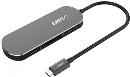 Emtec Hub T650C, USB-C 6 en 1. Blanco / Gris