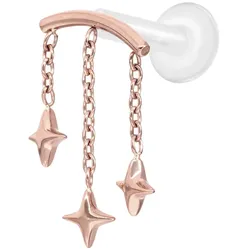PTFE Labret mit Innengewinde + Titan-Aufsatz BOGEN + 3 STERNE