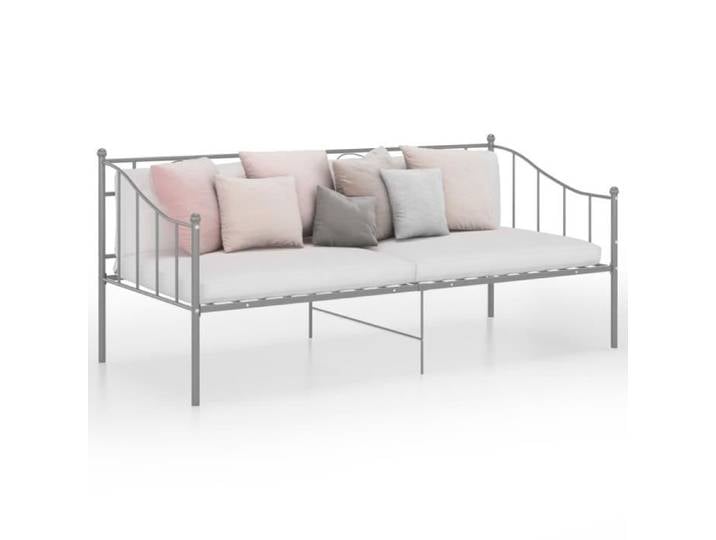 Lit banquette gigogne - OVONNI - Scandinave - Gris - Métal - 90x200 cm