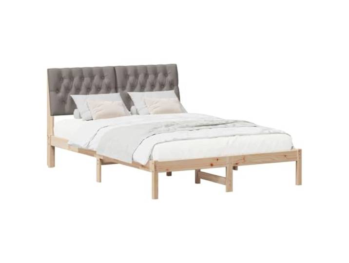 KTHLBRH Doppelbett 160 x 200 cm mit Kopfteil Massives Kiefernholz, Lattenrost, Wand-Kopfteil, einfache Montage