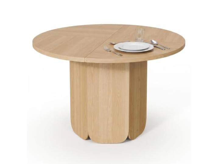 FurnitureR Runder Esstisch 120 cm, Eichenoptik mit Säulenfuß Runder 120cm Esstisch in heller Eichenoptik mit skulpturalem Säulenfuß,komfortabel für gemeinsame Mahlzeiten mit 4–6Personen