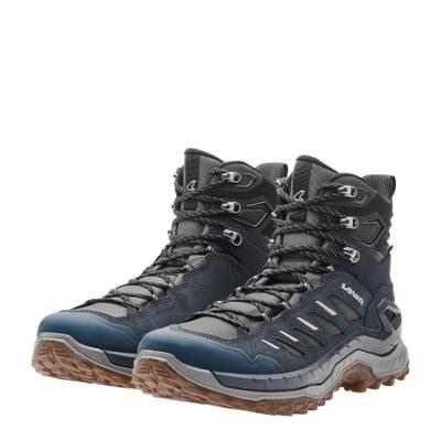 Wanderschuh LOWA "INNOVO GORE-TEX MID", Herren, Gr. 46, navy, grau, Textil, Veloursleder, Schuhe Wanderschuh, wasserdicht, winddicht,atmungsaktiv dank GORE-TEX Membrane