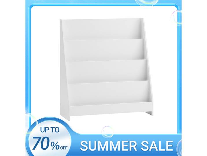SoBuy KMB32-W Étagère pour enfants, étagère pour journaux avec 4 étagères de rangement pour enfants, blanc