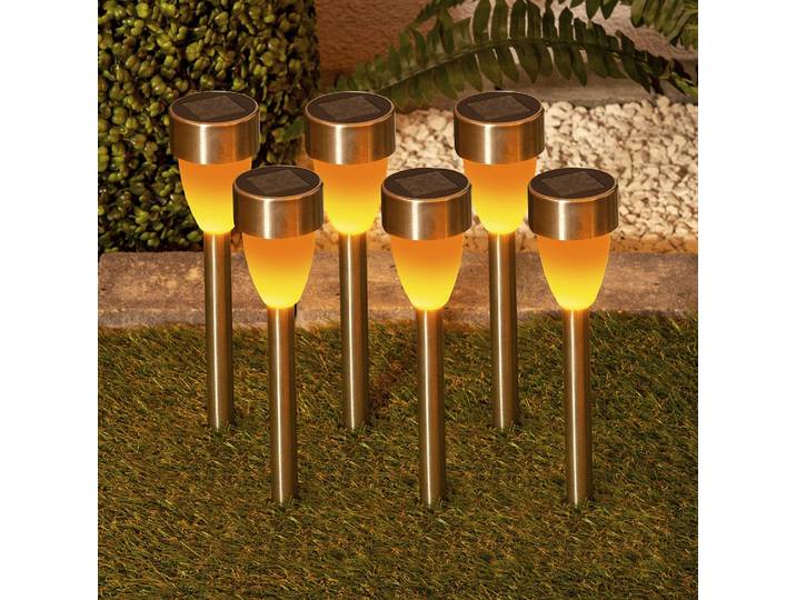 Piquets de terre LED Sellin - Lot de 6 6 x 37 x 6cm Argenté