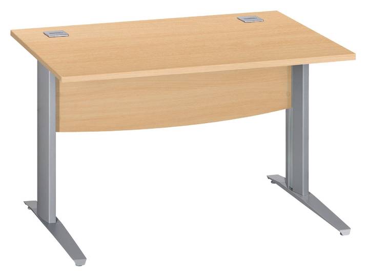 Bureau droit Excellens L 120 cm hêtre piétement métal '' L'' alu - - Bruneau