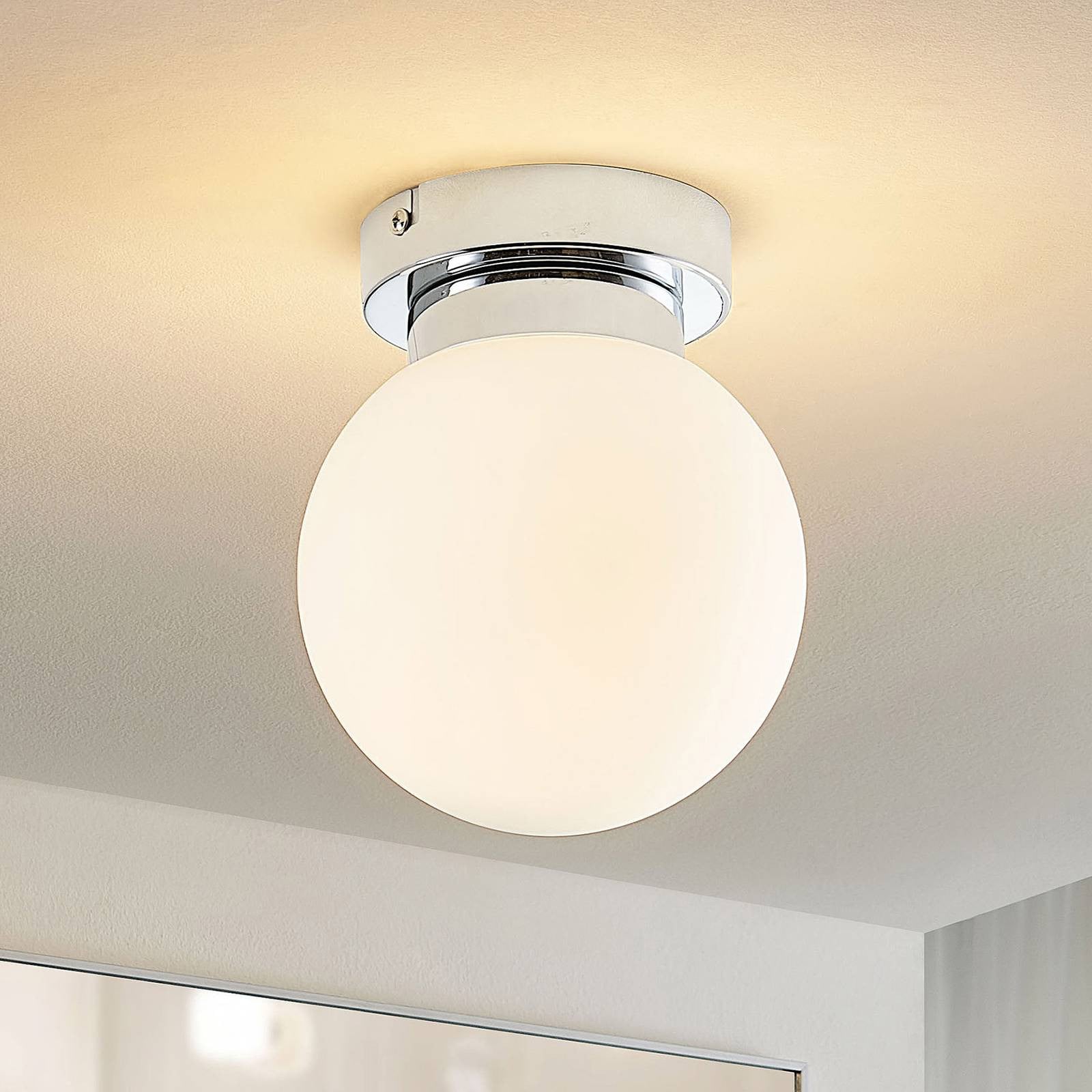Lindby Plafondlamp Tavino Modern - Chroom/Zilver/Wit - Dimbaar - Metaal en Glas