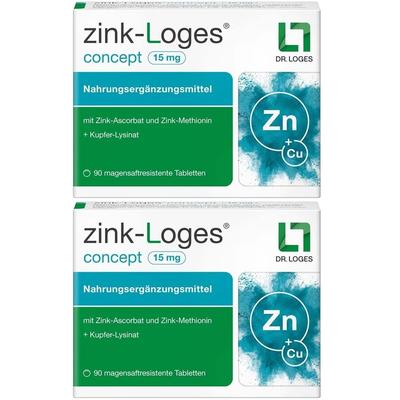 Zink-Loges concept 15 mg magensaftres.Tabletten 2x 2x90 St Tabletten magensaftresistent