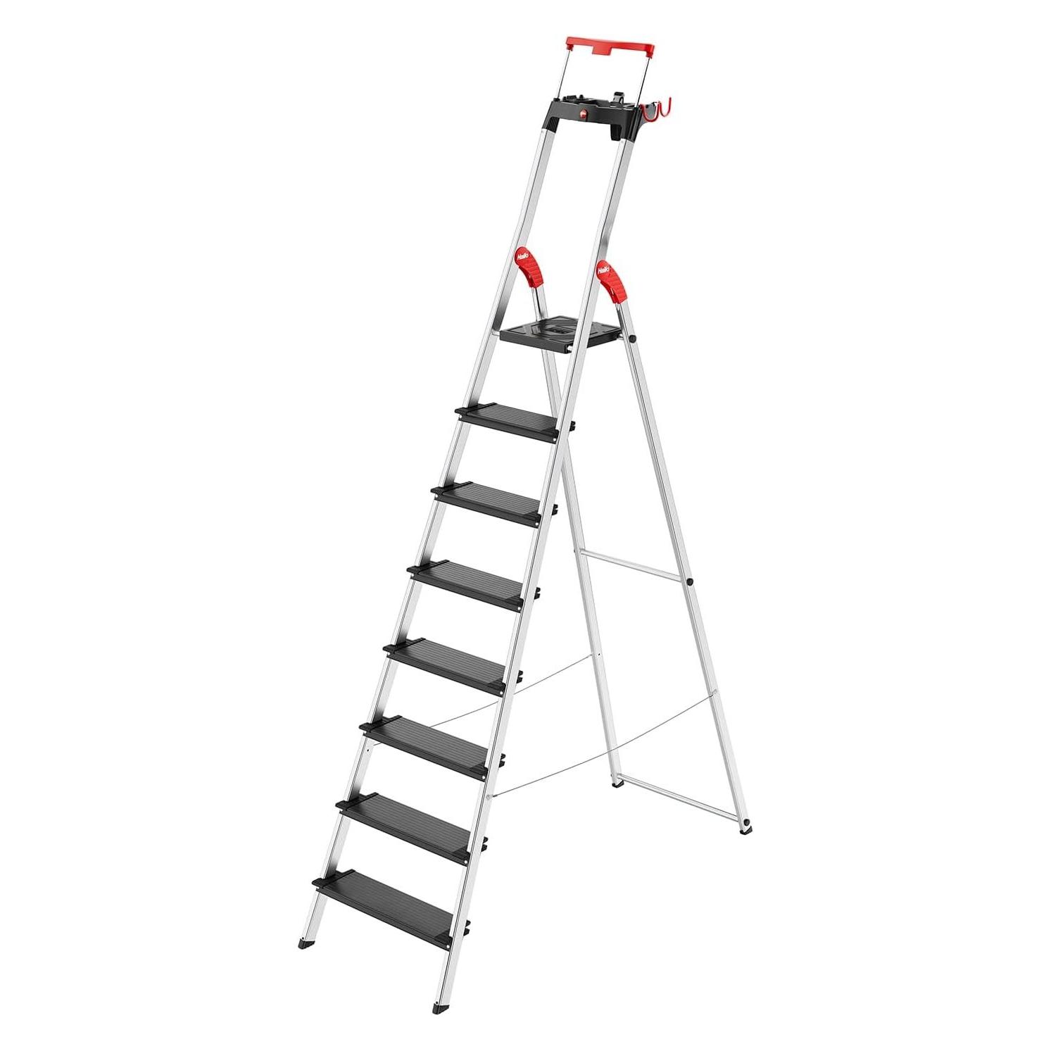 Hailo L100 TopLine, Alu-Sicherheits-Stehleiter, 8 Stufen (Stehleiter, 147 cm) (8050-807)