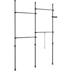 SoBuy Garderobenständer verstellbar Schwarz 145x9x227cm Funktional